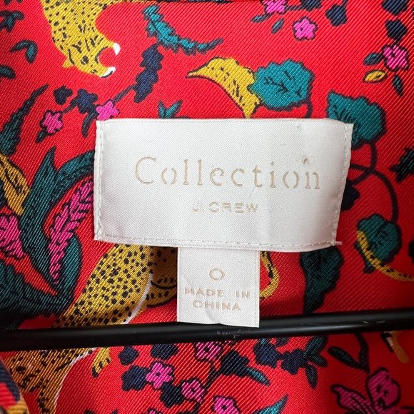 J.Crew 100% Silk Whimsical Button Up Shirt Blouse Floral Animal Cheetah Print - Picture 8 of 11